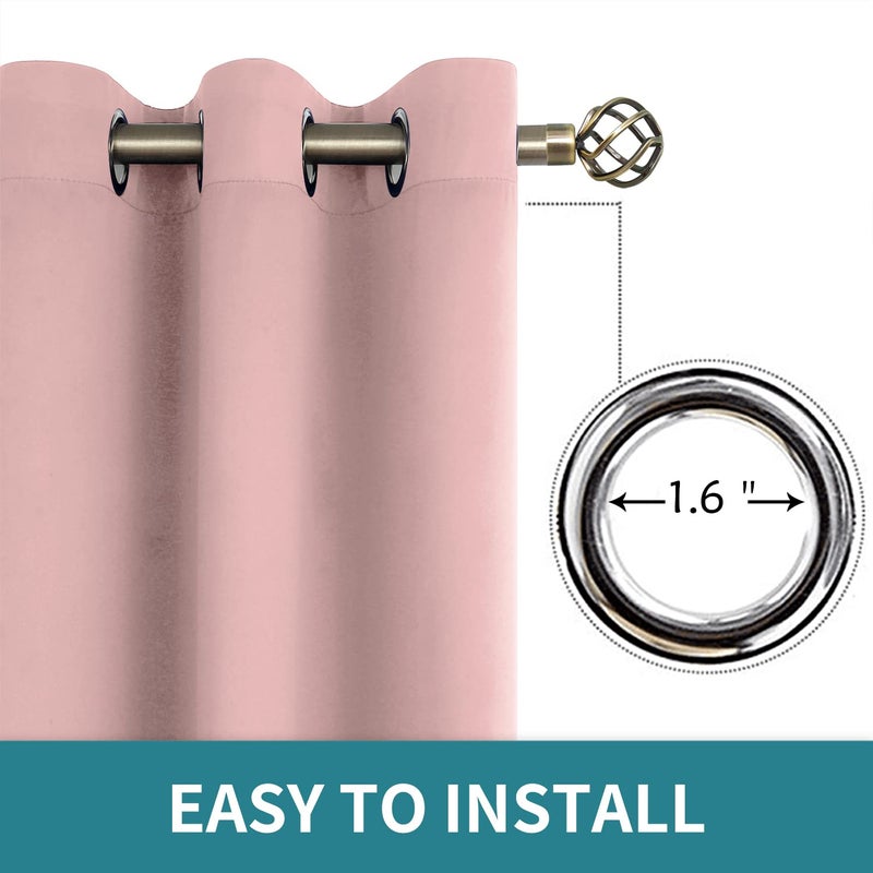 BGment Room Darkening Curtains 95 Inches Long - Grommet Thermal Insulated Drapes Window Treatment Curtains for Bedroom, 2 Panels, 52 x 95 Inch, Baby Pink - Image 5